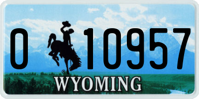 WY license plate 010957