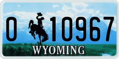 WY license plate 010967