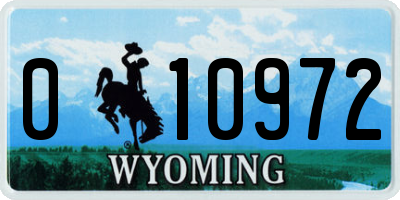 WY license plate 010972