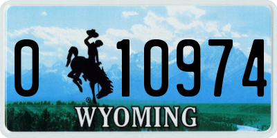 WY license plate 010974