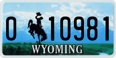 WY license plate 010981