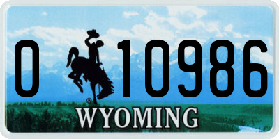 WY license plate 010986