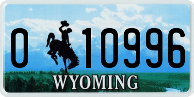 WY license plate 010996