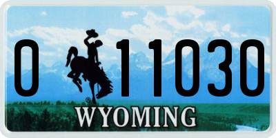 WY license plate 011030