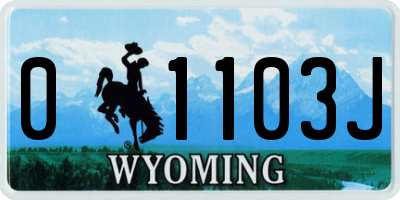 WY license plate 01103J