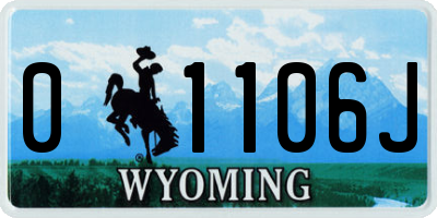 WY license plate 01106J
