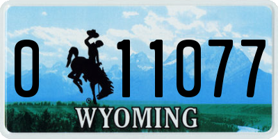 WY license plate 011077