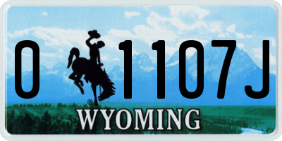 WY license plate 01107J
