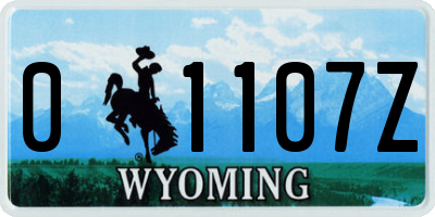 WY license plate 01107Z