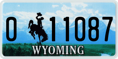 WY license plate 011087