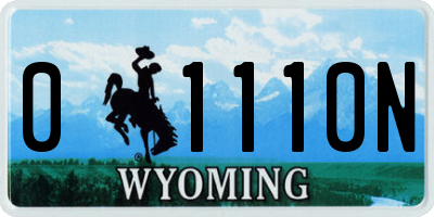 WY license plate 01110N