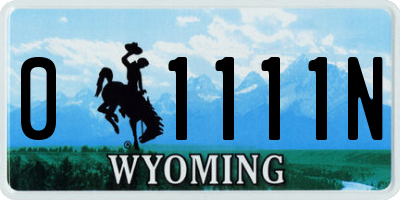 WY license plate 01111N