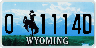WY license plate 01114D