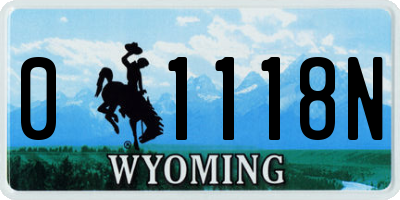 WY license plate 01118N