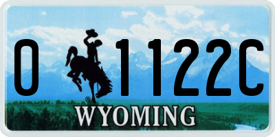 WY license plate 01122C