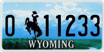 WY license plate 011233