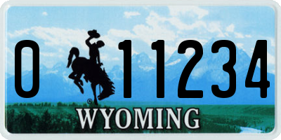 WY license plate 011234