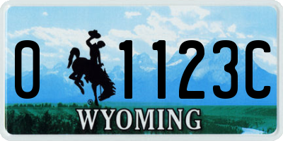 WY license plate 01123C