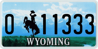 WY license plate 011333