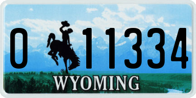 WY license plate 011334