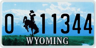 WY license plate 011344