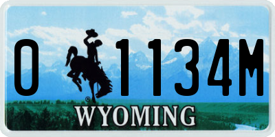 WY license plate 01134M