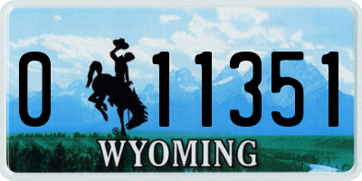 WY license plate 011351