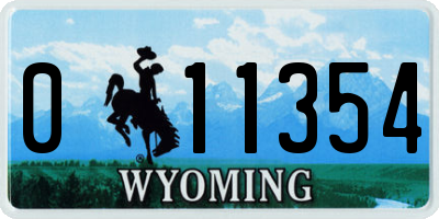 WY license plate 011354