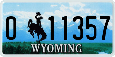 WY license plate 011357