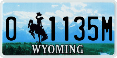 WY license plate 01135M