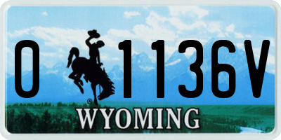 WY license plate 01136V