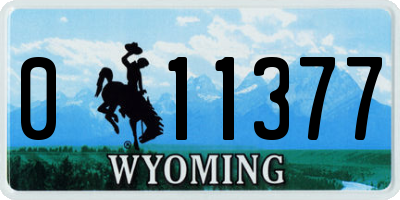 WY license plate 011377