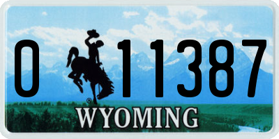 WY license plate 011387