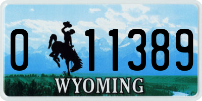 WY license plate 011389