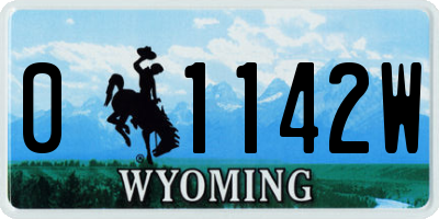 WY license plate 01142W
