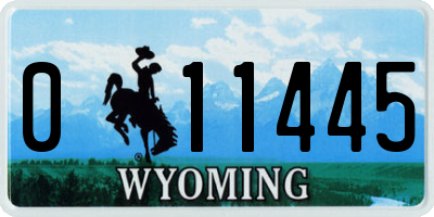 WY license plate 011445