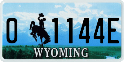 WY license plate 01144E