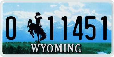 WY license plate 011451