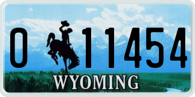 WY license plate 011454