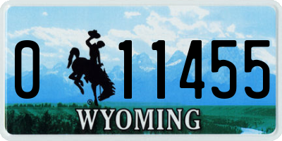 WY license plate 011455