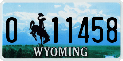WY license plate 011458