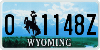 WY license plate 01148Z