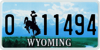 WY license plate 011494