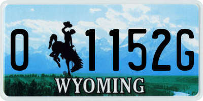 WY license plate 01152G