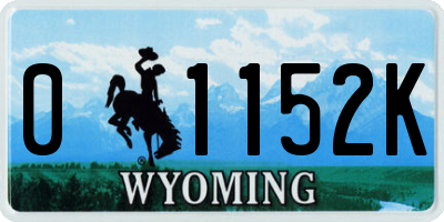 WY license plate 01152K