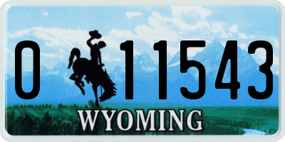 WY license plate 011543