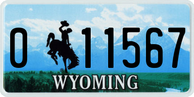 WY license plate 011567