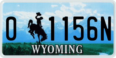WY license plate 01156N