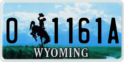 WY license plate 01161A