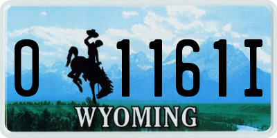 WY license plate 01161I
